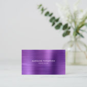 モダンプロフェッショナルブラシ仕上げメタリックパープル 名刺 (スタンド正面)