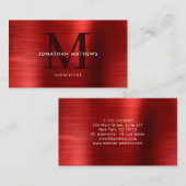 モダンプロフェッショナルブラシ仕上げメタリックレッドモノグラム 名刺 (正面/裏面)