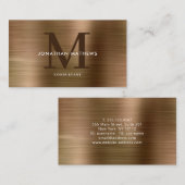 モダンプロフェッショナルブラシ仕上げ金属金ゴールドモノグラム 名刺 (正面/裏面)