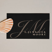 モダンプロフェッショナルブラックと金ゴールドモノグラムの 名刺