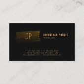 モダンプロフェッショナルブラックと金ゴールドモノグラムの 名刺 (正面)