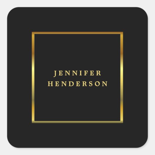 モダンプロフェッショナルブラックと金ゴールド スクエアシール (正面)