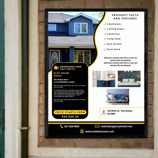 モダンプロフェッショナルブラックイエロー実在州カスタム ポスター