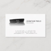 モダンプロフェッショナルブラックブラシストロモノグラムのーク 名刺 (正面)