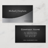 モダンプロフェッショナルブラックメタル加工シンプル 名刺 (正面/裏面)