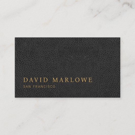 モダンプロフェッショナルブラックレザー効果 名刺 (正面)