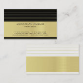 モダンプロフェッショナルブラック金ゴールドストライプのラグジュアリーシック 名刺 (正面/裏面)