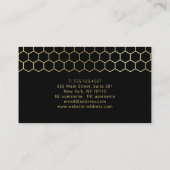 モダンプロフェッショナルブラック金ゴールド六角ジオメトリ 名刺 (裏面)