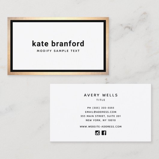 モダンプロフェッショナルブラック金ゴールド縁どビジネスCa 名刺 (正面/裏面)