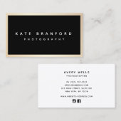 モダンプロフェッショナルブラック金ゴールド縁ど 名刺 (正面/裏面)