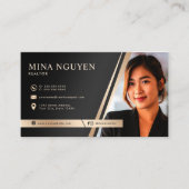 モダンプロフェッショナルブラック&ベージュ不動産仲介業者写真 名刺 (正面)