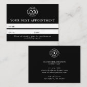 モダンプロフェッショナルブラック&ホワイトのリマシンプルインダー 予約カード (正面/裏面)
