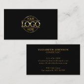 モダンプロフェッショナルブラック&金ゴールド会社のロゴ 名刺 (正面/裏面)