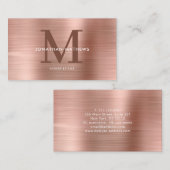 モダンプロフェッショナルブラッシュド金属赤面モノグラム 名刺 (正面/裏面)