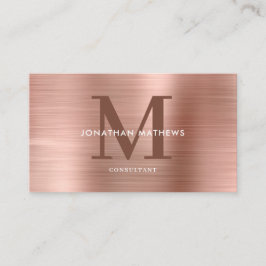 モダンプロフェッショナルブラッシュド金属赤面モノグラム 名刺