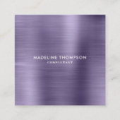 モダンプロフェッショナルブラッシュメタルミッドナイトパープル スクエア名刺 (正面)