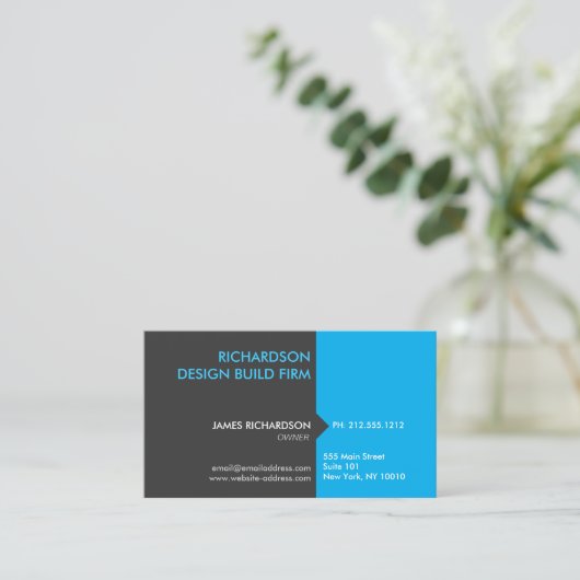 モダンプロフェッショナルブルー/DKグレービジネスカード 名刺 (スタンド正面)
