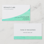 モダンプロフェッショナルプレインブルーホワイトシンプルティール（緑がかった色） 名刺 (正面/裏面)