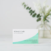 モダンプロフェッショナルプレインブルーホワイトシンプルティール（緑がかった色） 名刺 (スタンド正面)