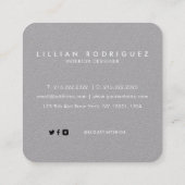 モダンプロフェッショナルプレミアムグレーホワイト署名 スクエア名刺 (裏面)