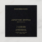 モダンプロフェッショナルプレミアムブラック金ゴールド名文字 スクエア名刺 (裏面)