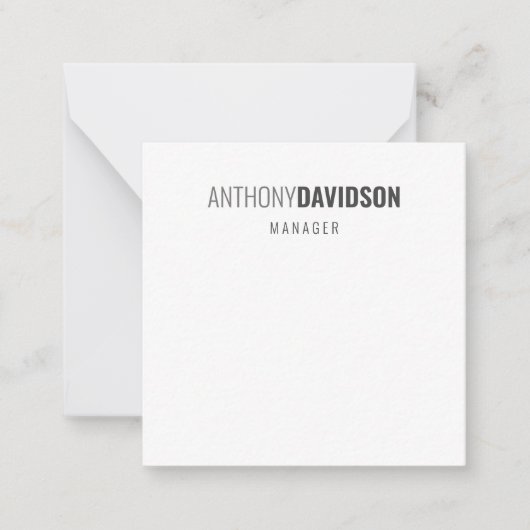 モダンプロフェッショナルプレーンシンプルミニマル ノートカード (正面)