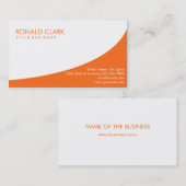 モダンプロフェッショナルプレーン白シンプルオレンジ 名刺 (正面/裏面)