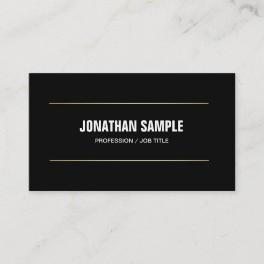 モダンプロフェッショナルプレーン白黒金ゴールドトレンディー 名刺 (正面)
