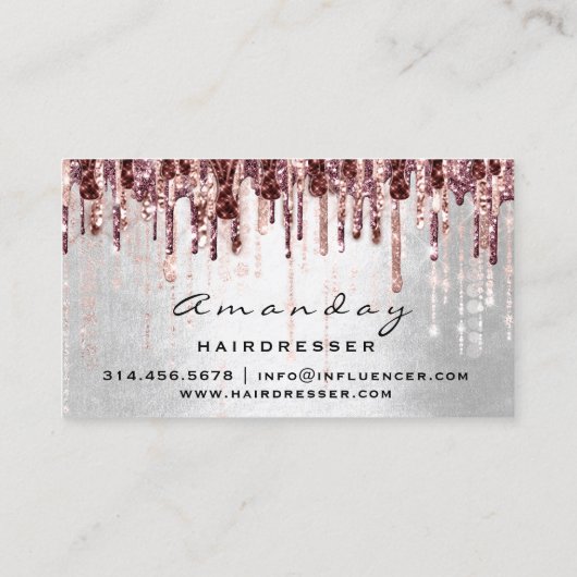 モダンプロフェッショナルヘアドライザーハサミバラドリップ 名刺 (裏面)