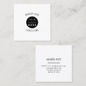 モダンプロフェッショナルホワイトレミュカスタムアのロゴ スクエア名刺 (正面/裏面)