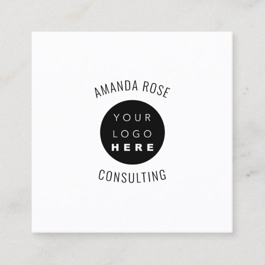 モダンプロフェッショナルホワイトレミュカスタムアのロゴ スクエア名刺 (正面)