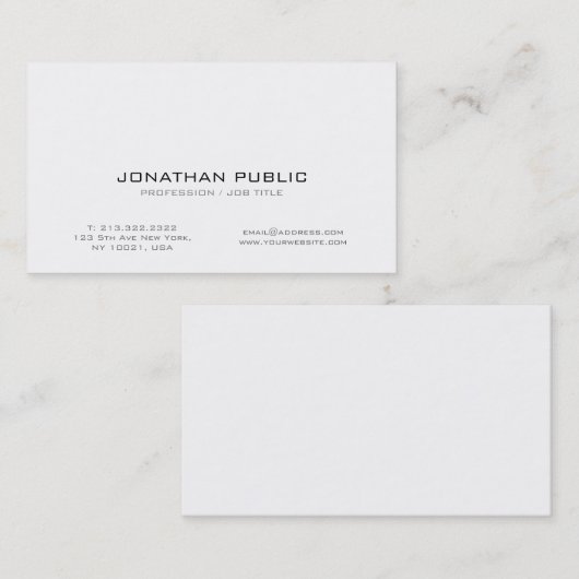 モダンプロフェッショナルホワイト頭が切れるクリエイティブプレーン 名刺 (正面/裏面)