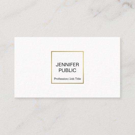 モダンプロフェッショナルホワエレガントイト金ゴールドシックシンプル 名刺 (正面)