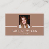 モダンプロフェッショナルミニマルな茶色のロゴ写真 名刺 (正面)