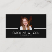 モダンプロフェッショナルミニマルのロゴフォトブラック 名刺 (正面)