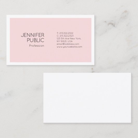 モダンプロフェッショナルミニマルエレガントリストピンクプレーン 名刺