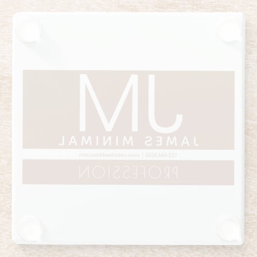 モダンプロフェッショナルミニマルデザイン |ブラウンとホワイト ガラスコースター (裏面)