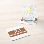 モダンプロフェッショナルミニマルデザイン |ブラウンとホワイト スクエアペーパーコースター (インサイチュ)