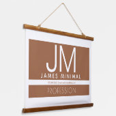 モダンプロフェッショナルミニマルデザイン |ブラウンとホワイト 吊り下げ型タペストリー (傾斜あり)