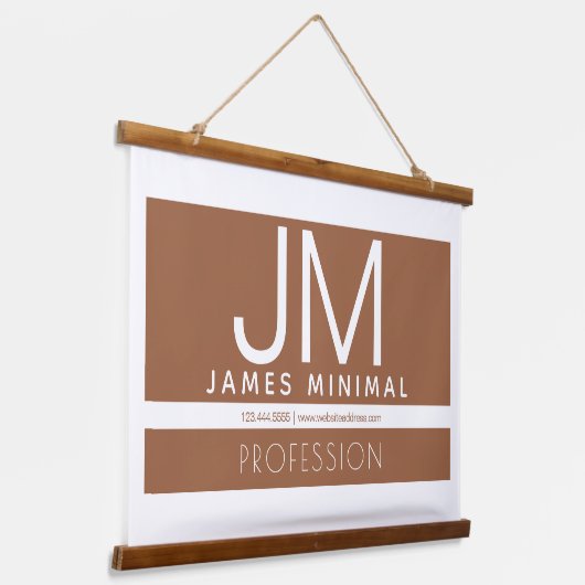 モダンプロフェッショナルミニマルデザイン |ブラウンとホワイト 吊り下げ型タペストリー (傾斜あり)