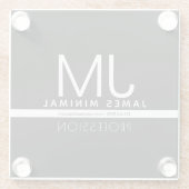 モダンプロフェッショナルミニマルデザイン | ブラック&ホワイト ガラスコースター (裏面)