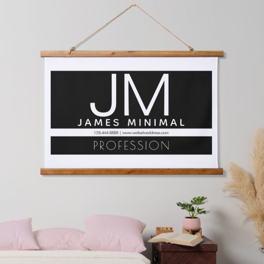 モダンプロフェッショナルミニマルデザイン | ブラック&ホワイト 吊り下げ型タペストリー (寝室)