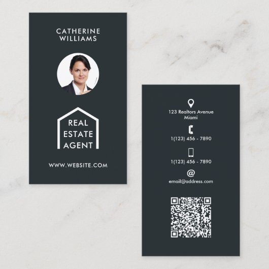 モダンプロフェッショナルミニマル不動産仲介業者事業c 名刺 (正面/裏面)