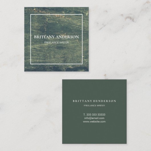 モダンプロフェッショナルミニマル手書きブラックS スクエア名刺 (正面/裏面)