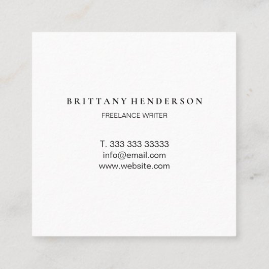 モダンプロフェッショナルミニマル手書きホワイトS スクエア名刺 (裏面)