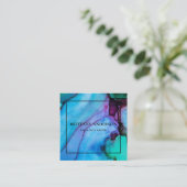 モダンプロフェッショナルミニマル手書きホワイトS スクエア名刺 (スタンド正面)