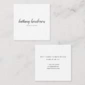 モダンプロフェッショナルミニマル手書き白 スクエア名刺 (正面/裏面)