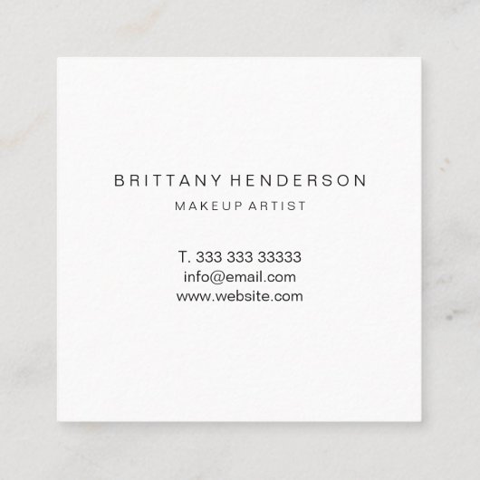 モダンプロフェッショナルミニマル手書き白 スクエア名刺 (裏面)