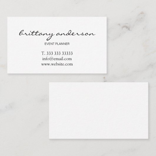 モダンプロフェッショナルミニマル手書き白 名刺 (正面/裏面)