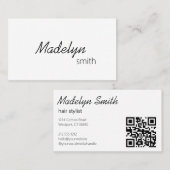 モダンプロフェッショナルミニマル美容師QRコード 名刺 (正面/裏面)